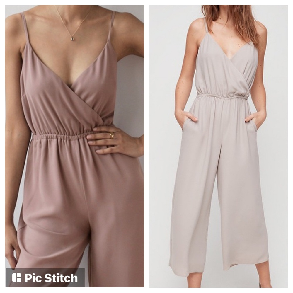 Wilfred Melodie Jumpsuit XS light grey ashen dressy tank top wide-leg aritzia